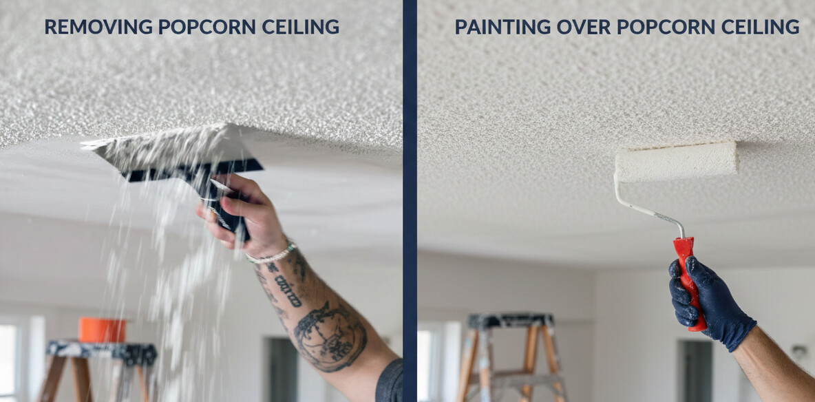 Removing Popcorn Ceiling vs Painting Over Popcorn Ceiling