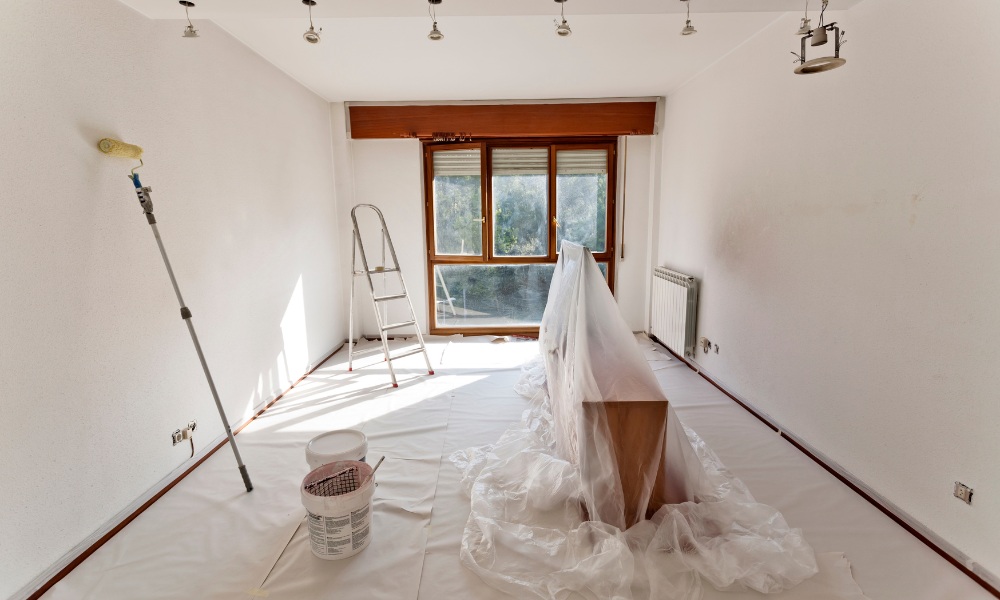room prepared for painting