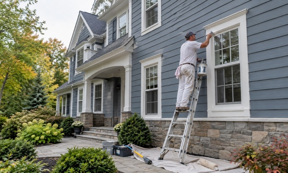 residential painting contractor working on the exterior